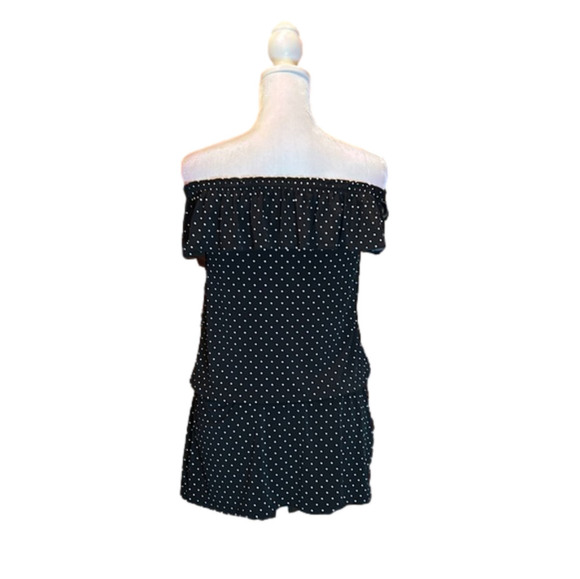 WHITE HOUSE BLACK MARKET WHBM  Black w/ White Polka Dots Top - Picture 3 of 10